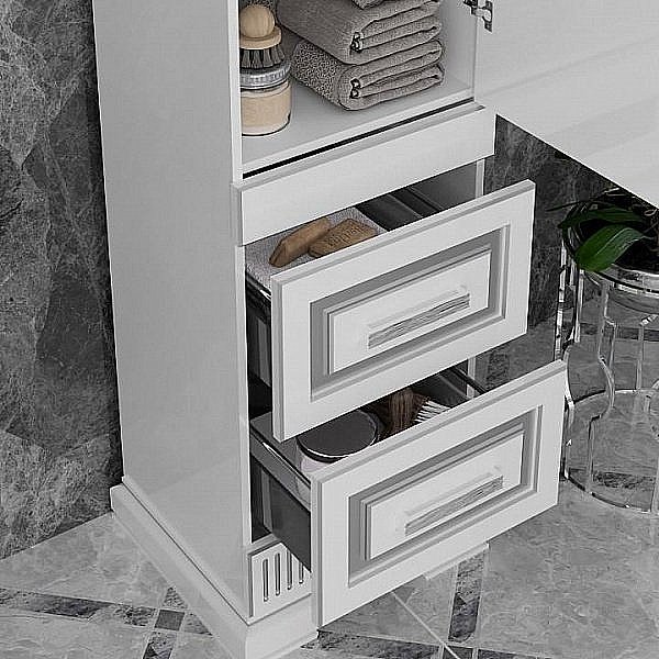 Пенал Опадирис Оникс 49 белый/серебряная патина для ванной в интернет-магазине сантехники Sanbest