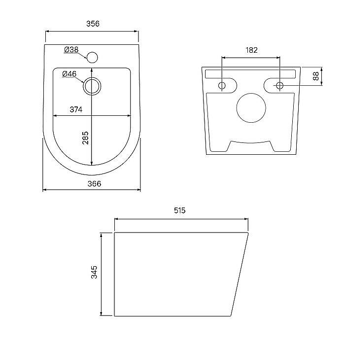 Биде Iddis Calipso CALRB02i82 черное матовое купить в интернет-магазине Sanbest