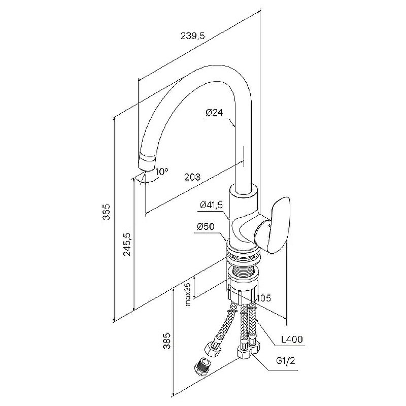 Смеситель для кухни Milardo Rora RORSBFJM05 хром купить в интернет-магазине сантехники Sanbest