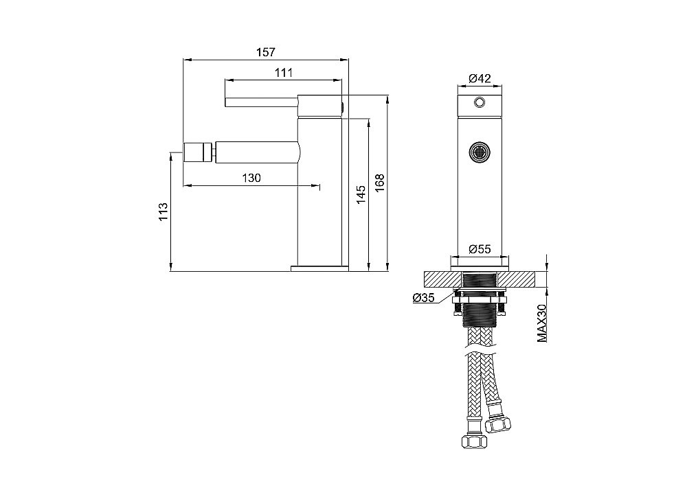 Смеситель для биде WONZON & WOGHAND STICK, Хром (WW-88339017-CR) купить в интернет-магазине сантехники Sanbest
