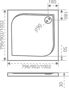 Душевой поддон литьевой Good Door КВАДРО 90x90 черный купить в интернет-магазине Sanbest