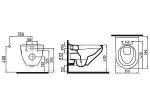 Унитаз подвесной Bien ION IOKA050N2VP0W5000 белый, с крышкой микролифт, безободковый купить в интернет-магазине Sanbest