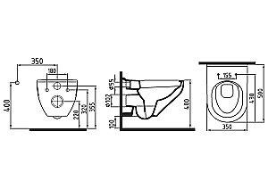Унитаз подвесной Bien ION IOKA050N2VP0W5000 белый, с крышкой микролифт, безободковый купить в интернет-магазине Sanbest