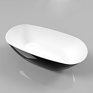 Ванна из искусственного камня WhiteCross Onyx D 160x75 черный/белый глянец купить в интернет-магазине Sanbest