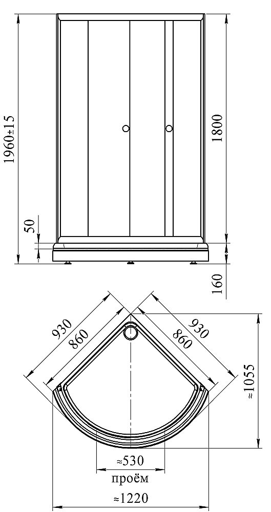 Душевой уголок Радомир Найт 90 стекло прозрачное/профиль белый купить в интернет-магазине Sanbest