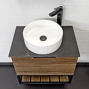 Тумба с раковиной Comforty Порто 00-00010676 60 дуб тёмно-коричневый для ванной в интернет-магазине Sanbest