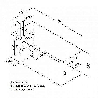 Акриловая ванна Aquanet West 120x70 205558 с к/с купить в интернет-магазине Sanbest