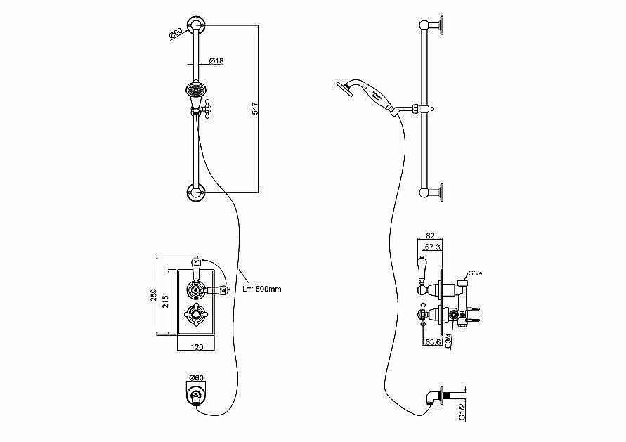 Смеситель для душа Burlington Trent TF1H купить в интернет-магазине сантехники Sanbest