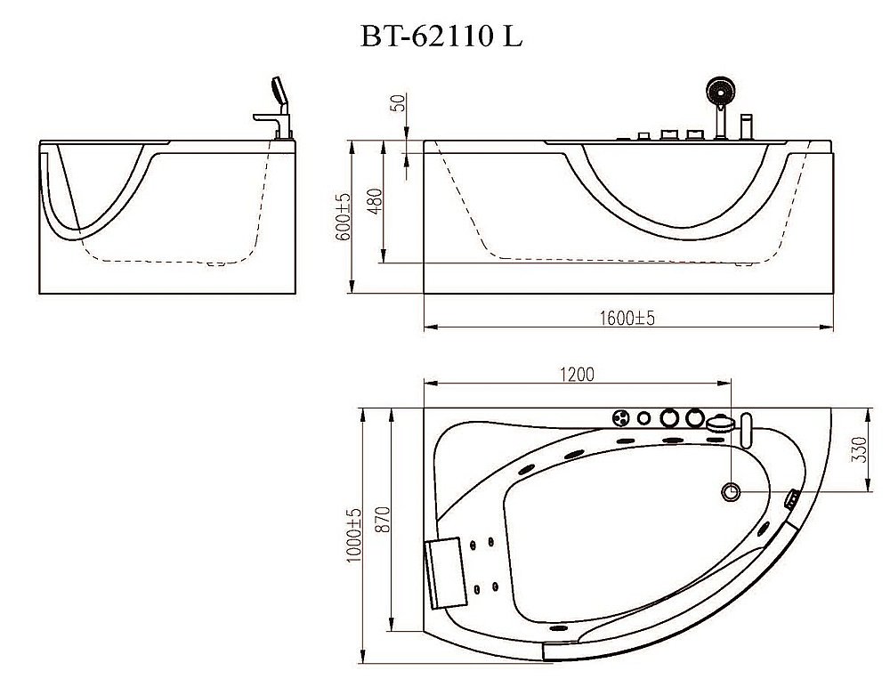 Ванна акриловая Orans BT 62110 160x100 белая купить в интернет-магазине Sanbest