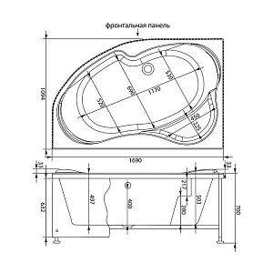 Ванна акриловая Aquanet Capri 170х110 с к/с купить в интернет-магазине Sanbest