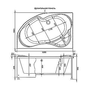 Ванна акриловая Aquanet Capri 170х110 с к/с купить в интернет-магазине Sanbest