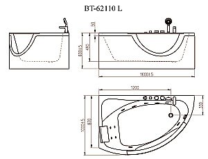 Ванна акриловая Orans BT 62110 160x100 белая купить в интернет-магазине Sanbest