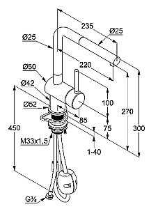 Смеситель для кухни Kludi L Steel 45851F877 хром купить в интернет-магазине сантехники Sanbest