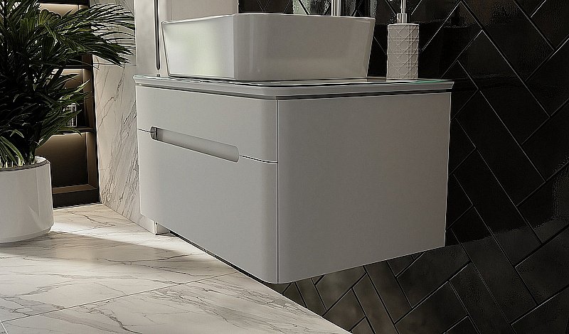 Тумба с раковиной Jorno Shine 75 белая для ванной в интернет-магазине Sanbest