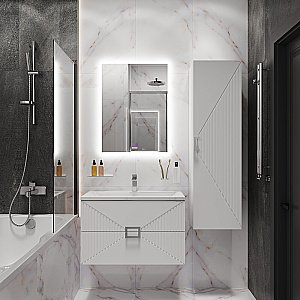 Тумба с раковиной подвесная Grossman ЛУКСОР 60 с 2-я ящ, белая матовая для ванной в интернет-магазине Sanbest