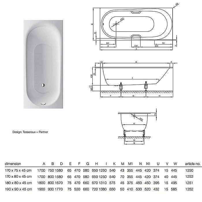 Ванна Bette Comodo 1251-000 PLUS 180x80 Белый купить в интернет-магазине Sanbest