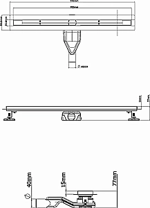 Душевой лоток Esbano Slim 70 SIDE-70MC ESTRSLMSIDE70MC матовый хром купить в интернет-магазине Sanbest