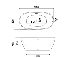 Ванна акриловая Grossman Classic 170х80 GR-2603 белая купить в интернет-магазине Sanbest