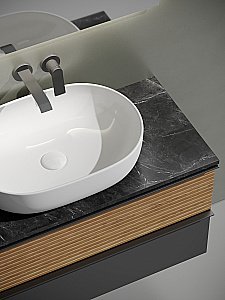 Тумба с раковиной Sancos DELTA 100 со столешницей, дуб красный/графит для ванной в интернет-магазине Sanbest