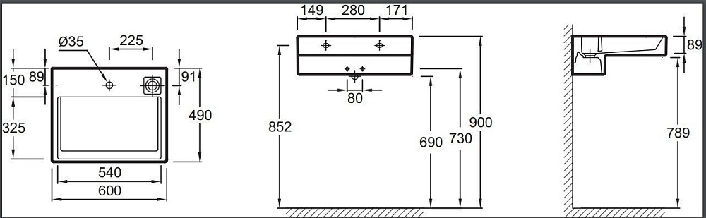 Раковина Jacob Delafon TERRACE 60 EXE9112-00 белая купить в интернет-магазине Sanbest