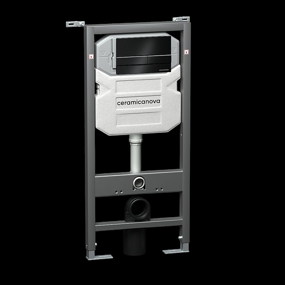 Унитаз подвесной Ceramica Nova Metric Rimless CN3007_1002B безободковый, с крышкой микролифт, с инсталляцией и черной матовой кнопкой  купить в интернет-магазине Sanbest