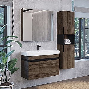 Тумба с раковиной Comforty Соло 00-00010979 90 дуб тёмно-коричнвый для ванной в интернет-магазине Sanbest