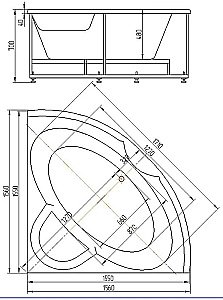 Ванна Aquatek Поларис-2 155х155 POL2-0000041 белая купить в интернет-магазине Sanbest