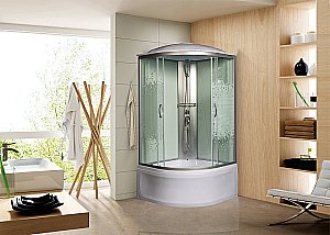 Душевая кабина Мономах XL 90x90x44 С МЗ 10000012114 стекло прозрачное с рисунком мозаика/профиль хром купить в интернет-магазине Sanbest