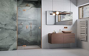 Душевая дверь Radaway Essenza 8 Brushed Copper DWJ 130 L стекло прозрачное/профиль брашированная медь купить в интернет-магазине Sanbest