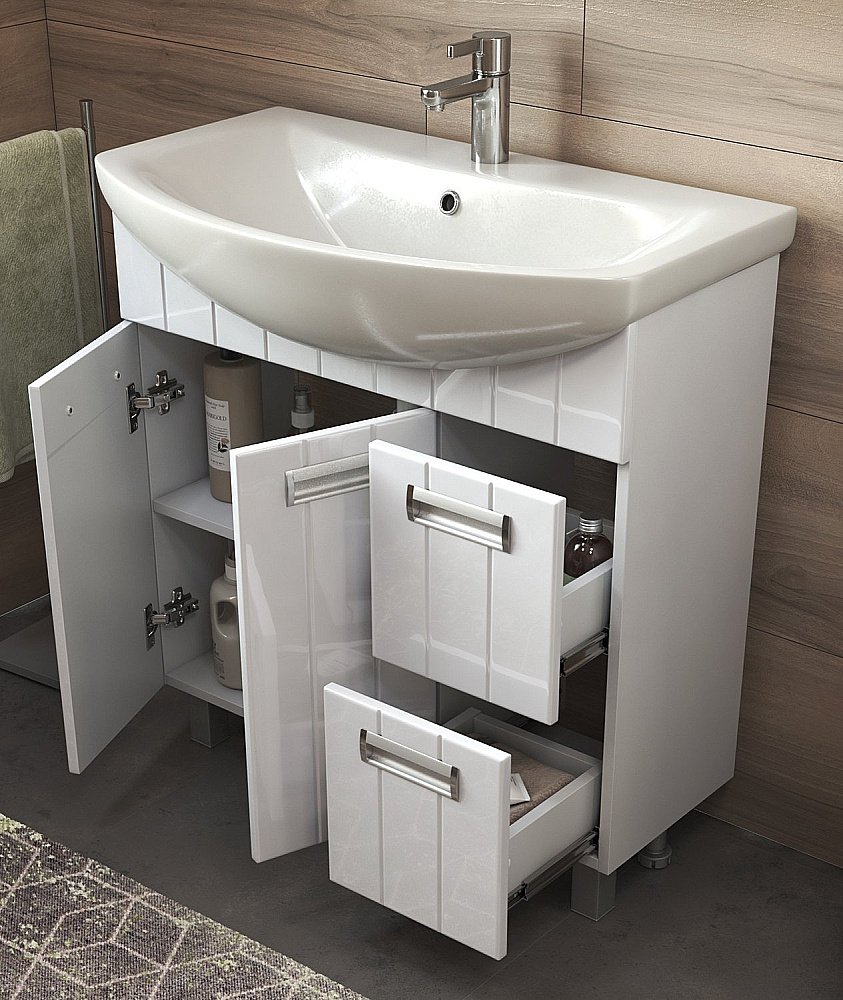 Тумба с раковиной Vigo Diana 800 белая для ванной в интернет-магазине Sanbest