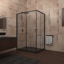 Душевой уголок Veconi Rovigo RV14-9080-01-C5 90х80 стекло прозрачное/профиль черный матовый купить в интернет-магазине Sanbest