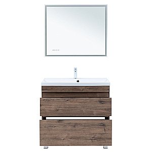 Тумба с раковиной Aquanet Нота New 90 344145+284114 дуб веллингтон табак для ванной в интернет-магазине Sanbest