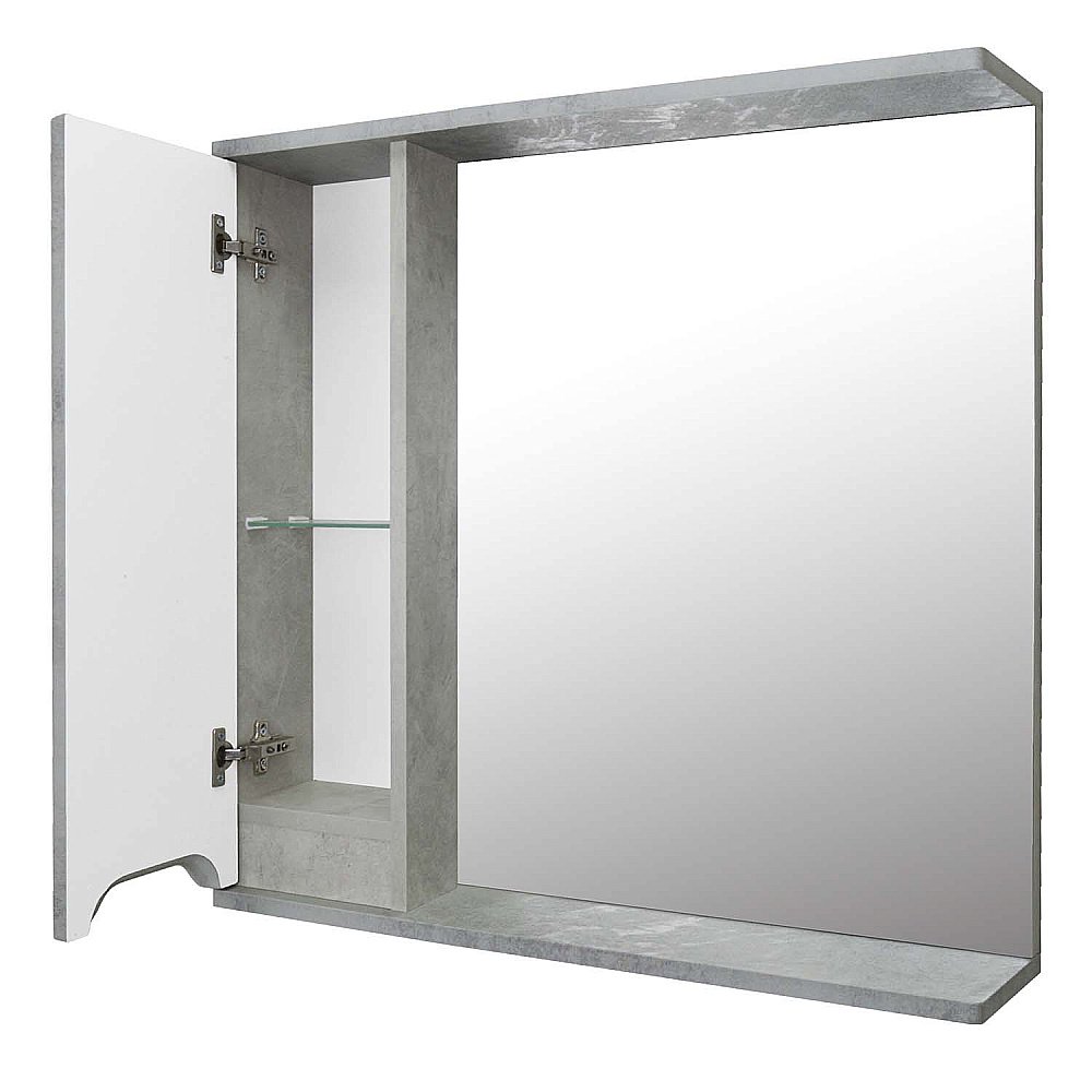 Зеркало со шкафом Loranto Florena 80 светлый бетон в ванную от интернет-магазине сантехники Sanbest