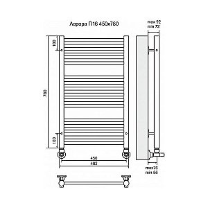 Полотенцесушитель водяной Terminus Аврора П16 450x778 купить в интернет-магазине сантехники Sanbest