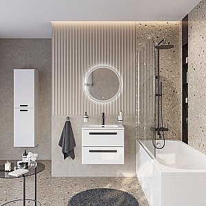 Тумба с раковиной Cezares ECO-CER-N 60 ECO-CER-N-600-2C-SO-BL белая глянцевая для ванной в интернет-магазине Sanbest