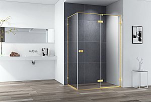 Душевой уголок Cezares Bellagio 120х100 BELLAGIO-AH-1-120/100-C-BORO стекло прозрачное/профиль матовое брашированное золото купить в интернет-магазине Sanbest