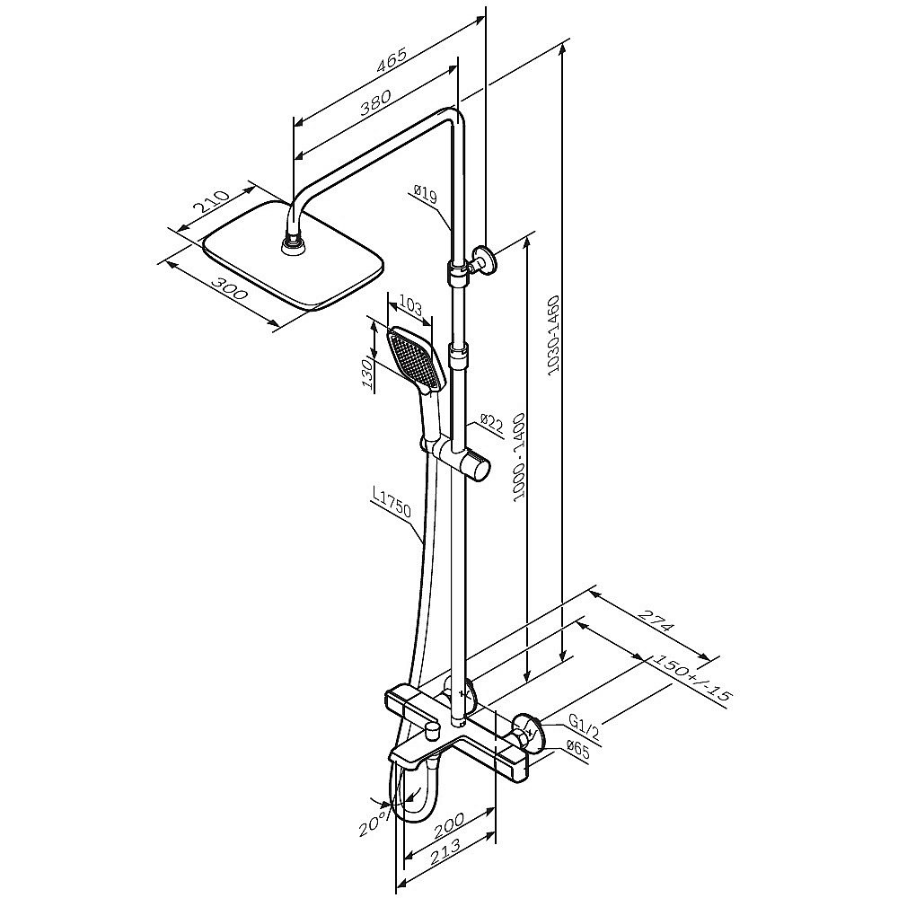 Душевая система AM.PM Func F078F500 хром купить в интернет-магазине сантехники Sanbest