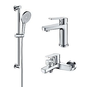 Набор смесителей Aquatek ЛУГАНО Set 3 в 1 (AQ1710CR+AQ1740CR+AQ2022CR) хром купить в интернет-магазине сантехники Sanbest