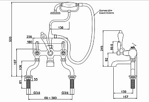 Смеситель для ванны Burlington KE15-QT WAL купить в интернет-магазине сантехники Sanbest