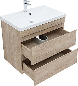 Тумба с раковиной Aquanet Нота New 334198 75 дуб светлый для ванной в интернет-магазине Sanbest