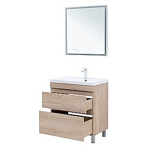 Тумба с раковиной Aquanet Нота New 75 344143+281221 светлый дуб для ванной в интернет-магазине Sanbest