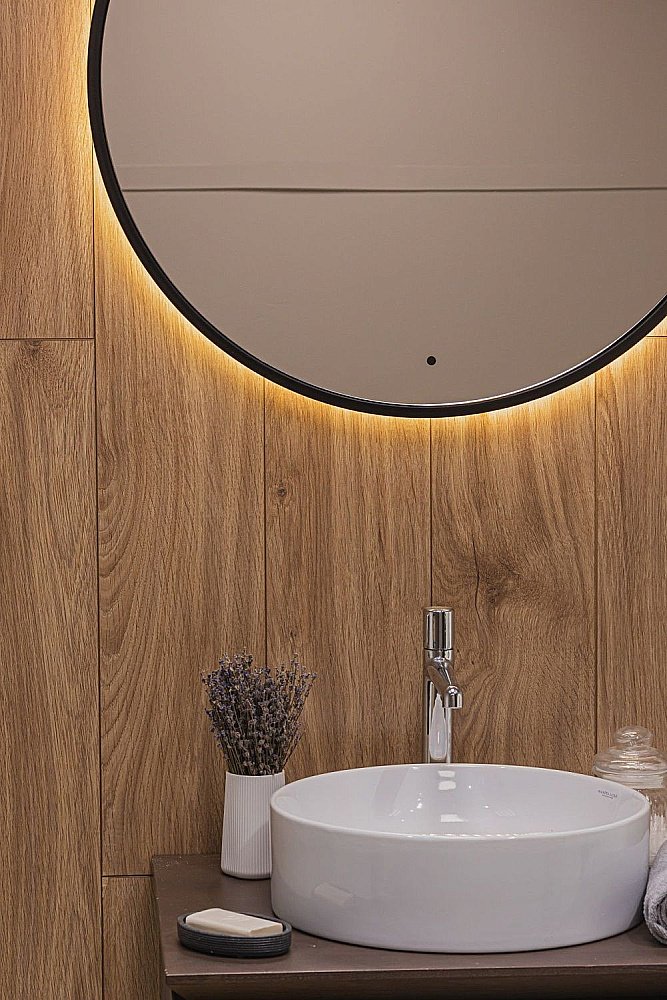 Зеркало Art&Max ASTI AM-Ast-800-DS-FNC-Nero в ванную от интернет-магазине сантехники Sanbest