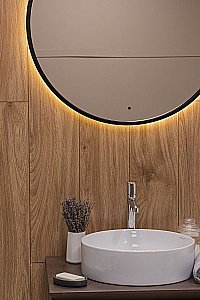 Зеркало Art&Max ASTI AM-Ast-800-DS-FNC-Nero в ванную от интернет-магазине сантехники Sanbest