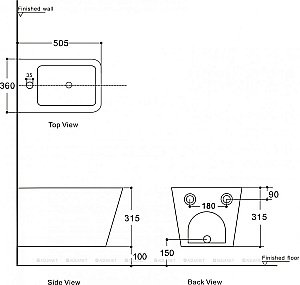 Биде подвесное Aquanet Tavr 2.0 B2 LX-1067 купить в интернет-магазине Sanbest