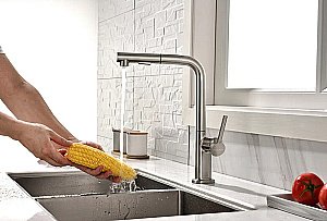 Смеситель для кухни Paulmark Neo Ne214419-BS  брашированная сталь купить в интернет-магазине сантехники Sanbest