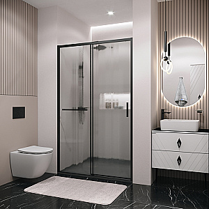 Душевая дверь Grossman Style 130 100.K33.05.130.21.02 стекло шиншилла/профиль черный матовый купить в интернет-магазине Sanbest