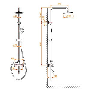 Душевая система RGW Shower Panels SP-24-B Черный купить в интернет-магазине сантехники Sanbest