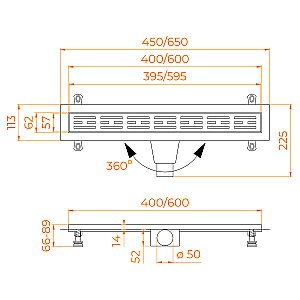 Душевой лоток RGW Drain Leo-30-40 40 60213040-06 золото брашированное купить в интернет-магазине Sanbest