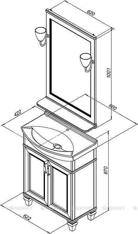 Зеркало Aquanet Валенса 65 белый в ванную от интернет-магазине сантехники Sanbest