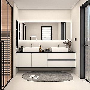 Комплект мебели с зеркалом Orans 60231800 180 белый глянцевый для ванной в интернет-магазине Sanbest